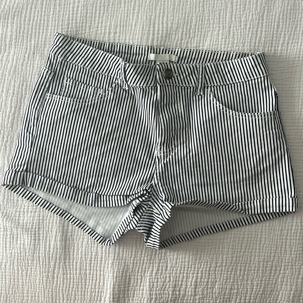 H&M Striped Denim Shorts